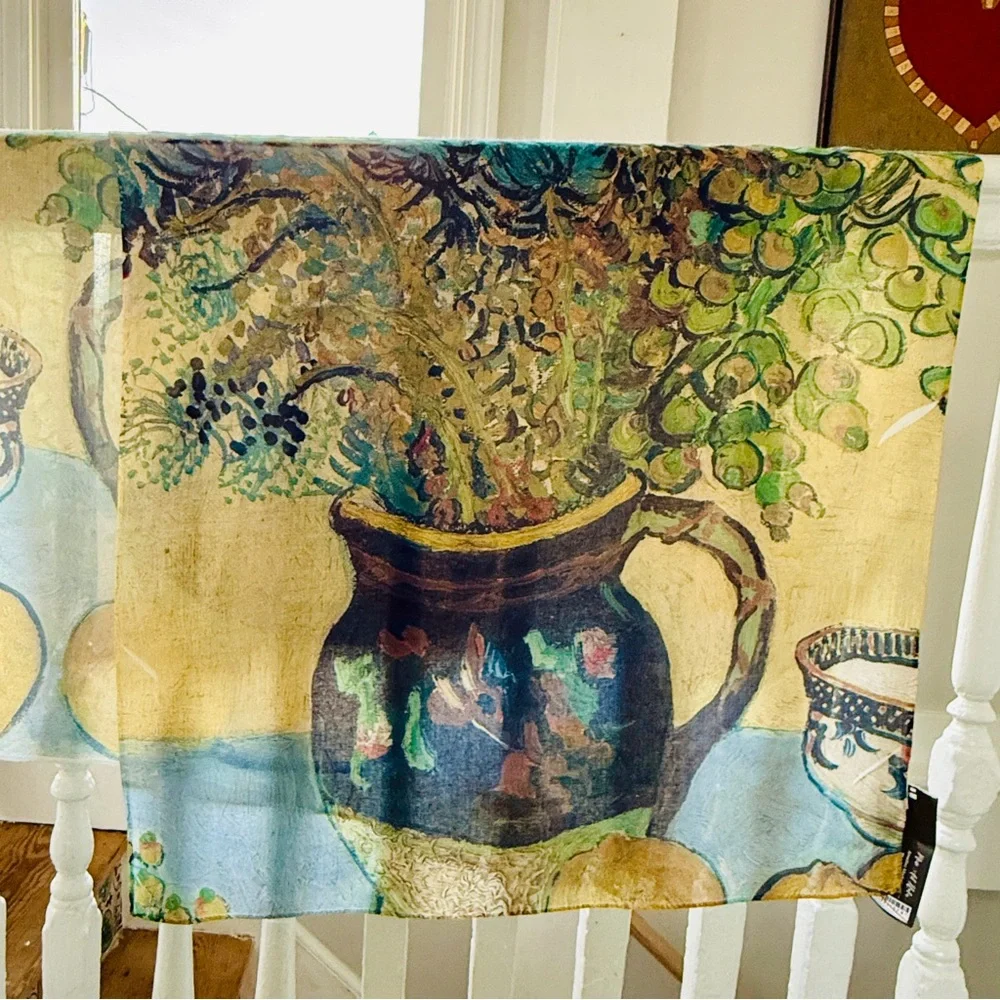 NEW without TAGS Vincent van Gogh Still Life Majolica Jug with Wildflowers Scarf